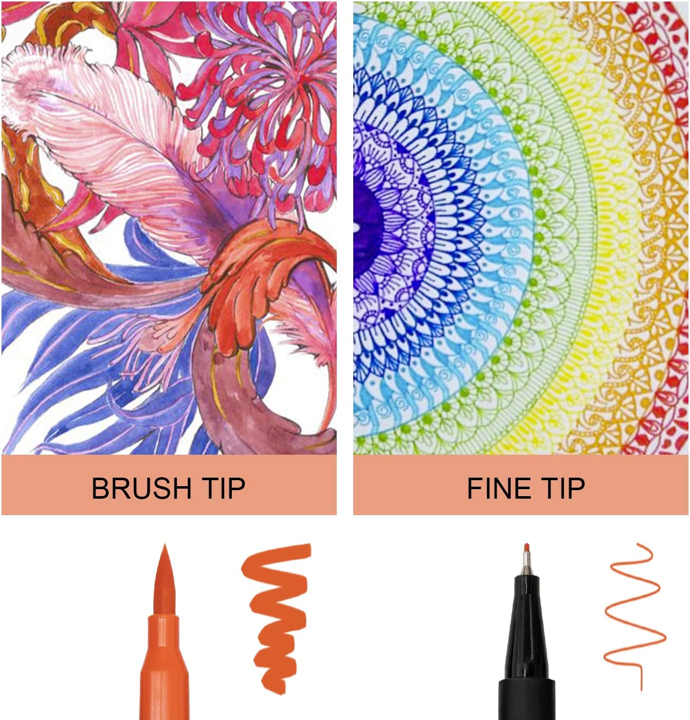 Dual Brush Marker Pens for Coloring,24 Colored Markers,Fine Point and Brush Tip Art Markers for Kids Adult Coloring Books Bullet Journals Planners,Note Taking Coloring Writing - Image 6